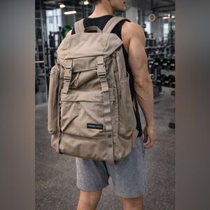 Gymshark Men’s Linen Brown Bulk Backpack Gym Bag Light Brown NEW SOLD OUT ONLINE